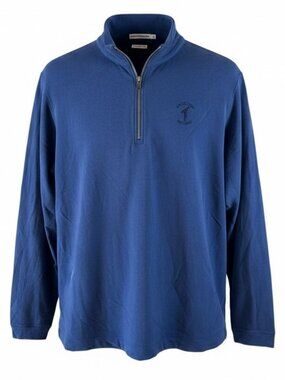 Peter Millar Blue Alpaca Blend Quarter Zip Pullover Hazeltine Golf Size Large